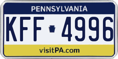 PA license plate KFF4996