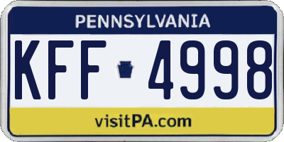 PA license plate KFF4998