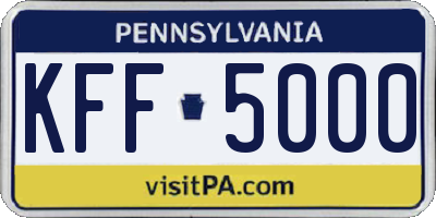 PA license plate KFF5000
