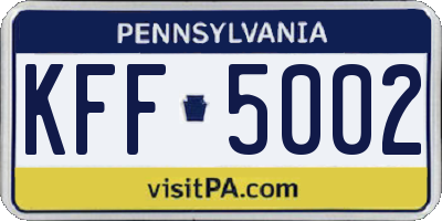 PA license plate KFF5002