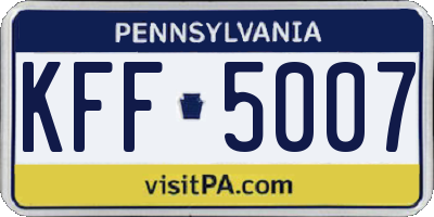 PA license plate KFF5007