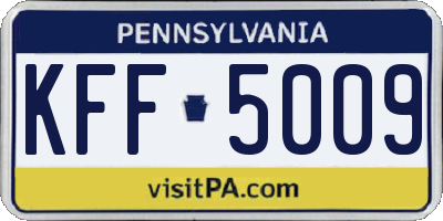 PA license plate KFF5009