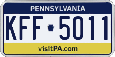 PA license plate KFF5011
