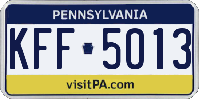PA license plate KFF5013
