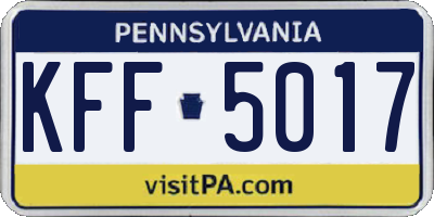 PA license plate KFF5017