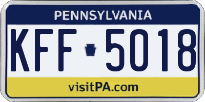PA license plate KFF5018