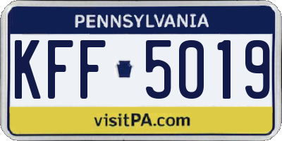 PA license plate KFF5019