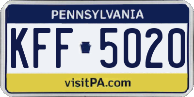 PA license plate KFF5020