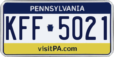 PA license plate KFF5021