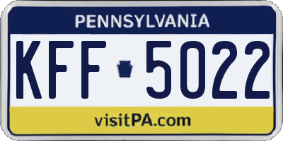 PA license plate KFF5022