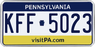 PA license plate KFF5023