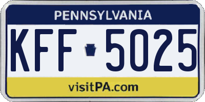 PA license plate KFF5025