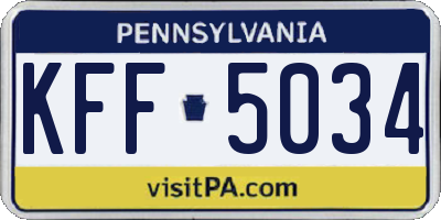 PA license plate KFF5034