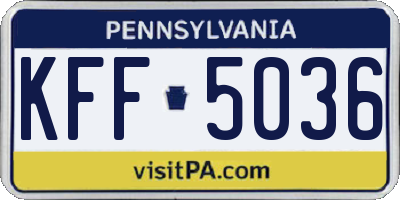 PA license plate KFF5036