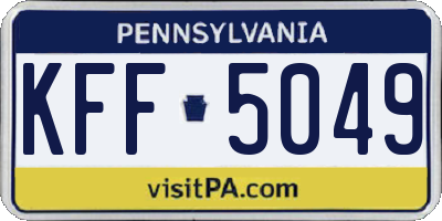 PA license plate KFF5049