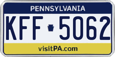 PA license plate KFF5062