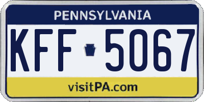 PA license plate KFF5067