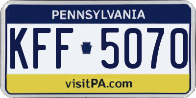 PA license plate KFF5070