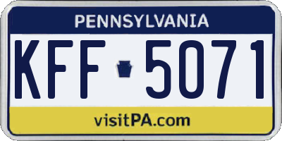PA license plate KFF5071