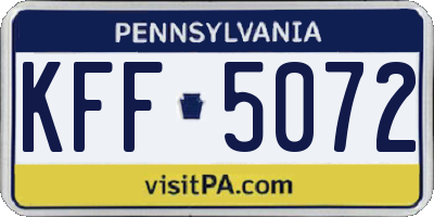 PA license plate KFF5072