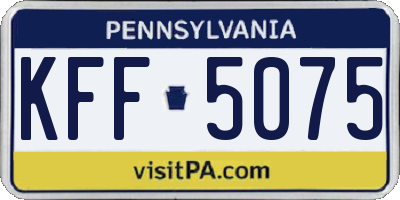 PA license plate KFF5075