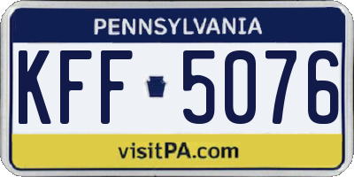 PA license plate KFF5076