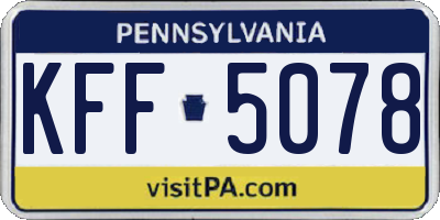 PA license plate KFF5078