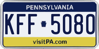 PA license plate KFF5080
