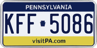 PA license plate KFF5086
