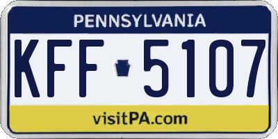 PA license plate KFF5107