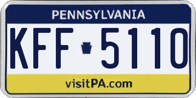 PA license plate KFF5110