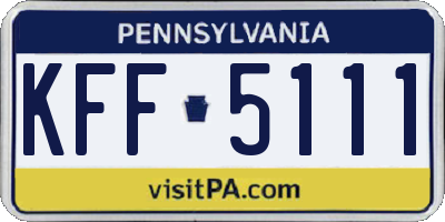 PA license plate KFF5111