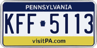 PA license plate KFF5113