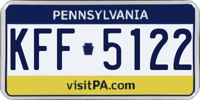 PA license plate KFF5122