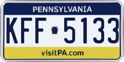 PA license plate KFF5133