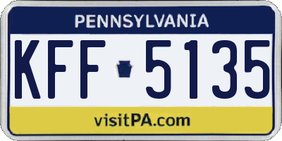 PA license plate KFF5135