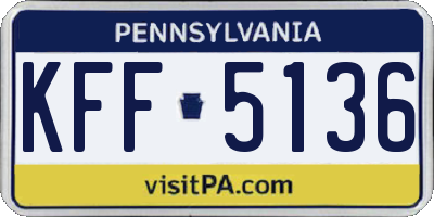 PA license plate KFF5136