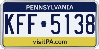 PA license plate KFF5138