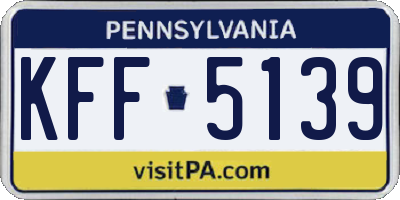 PA license plate KFF5139