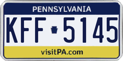 PA license plate KFF5145