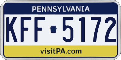 PA license plate KFF5172