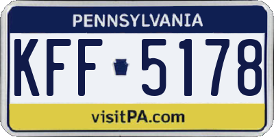 PA license plate KFF5178