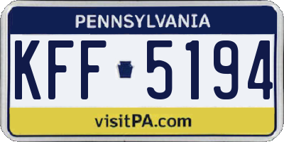 PA license plate KFF5194