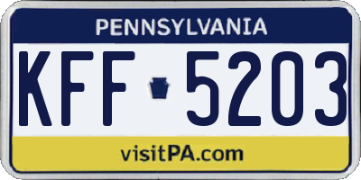 PA license plate KFF5203
