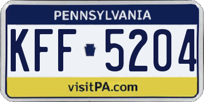 PA license plate KFF5204