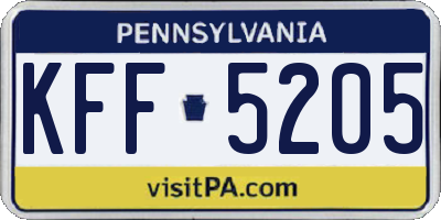 PA license plate KFF5205
