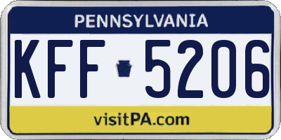 PA license plate KFF5206