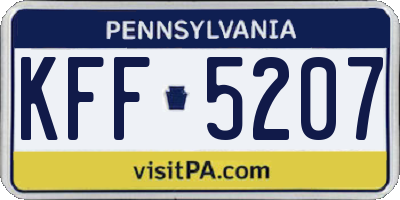PA license plate KFF5207
