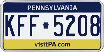 PA license plate KFF5208