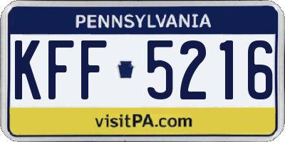 PA license plate KFF5216